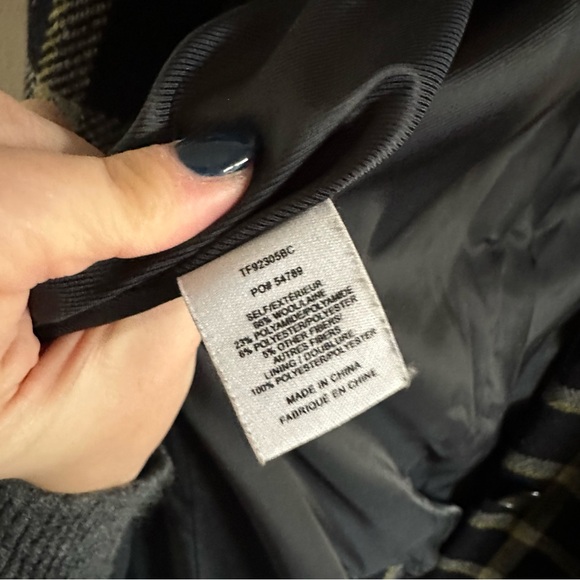 Derek Lam 10 Crosby Plaid Cocoon Coat Women's 4 Navy and Yellow Wool Blend Lined - Picture 9 of 12